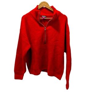 Vince Camuto Burnt Orange Quarter Zip Sweater Size L